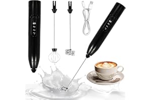 PQETBV Montalatte Elettrico Frullino Elettrico, Montalatte Elettrico Cappuccino, Schiuma latte elettrico 3 Velocità Regolabile per Cappuccino, Matcha, Caffè Schiumoso, Latte