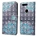 Produktbild leiai OnePLus 5T Hülle,Blaue Blume Hand Strap Flip Silikon Etui Book Style Fall Stand Case PU Leder Tasche Magnetic Clasp Cover mit Card Slots für OnePLus 5T