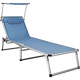 Homecall Lettino Pieghevole in Alluminio con Parasole, Blu