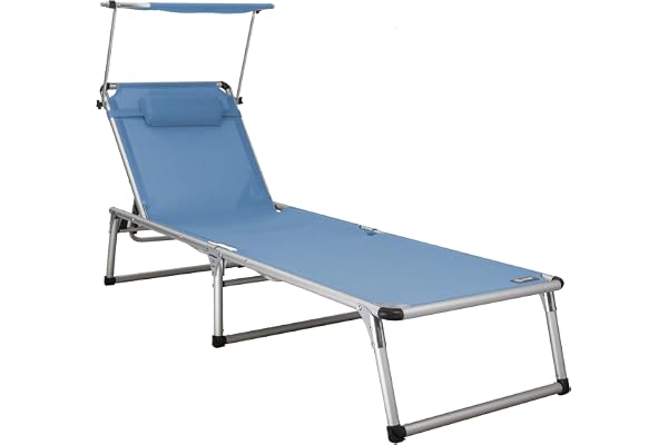 Homecall Chaise longue pliable en aluminium (Bleu)