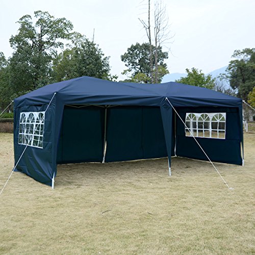 Gartenpavillon Partyzelt Bierzelt Pavillon Gartenzelt Hochzeit Festzelt Zelt 3 x 6 m Farbwahl (Blau) - 2