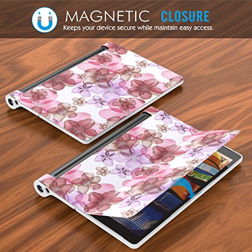 MoKo Lenovo YOGA Tab3 Plus 10.1 Hülle – Ultra Leightweight Slim Schutzhülle Smart Cover für Lenovo YOGA Tab 3 Plus (YT-X703F) 10.1 Zoll 2016, Blumen Violett (nicht für Yoga Tab 3 10.1) - 3