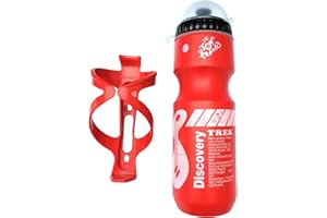 ENJOYAA Bike Water Bottle,Bike Bottle Holder Set,Cycling Bottle Holder,Bicycle Bottle Holder With 750ML Water Bottle,Bike Water Bottle Holder with Bottle Set for Road Mountain and Kids Bikes (Red)