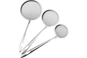 VIGCEBIT 3 STÜCKE Fine Mesh Skimmer Spoon, Schöpfkelle Küchensieb Feinmaschig, Frittierlöffel Feines Sieb, Edelstahl Schaumlöffel, Hot Pot Fat Skimmer Spoon For Kitchen Food Cooking Frying Skimming Grease
