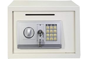 JAOSY Electronic Password Digital Safety Box Cash Safe Key Lock Strong Steel, Document Storage Security Box Chest Important File Cash Safe Lock Case (Large Size 16L, White)