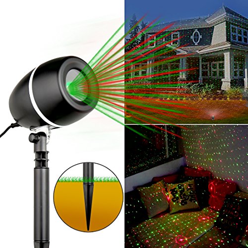 AGOTD Led Licht Projektor,Landschaftprojektor, wasserdicht Outdoor Garten Scheinwerfer, LED Lichteffekt, innen/außen IP65, 3 Farben/Modi, dynamische und statische Motive, 6 Stunden Timer, Gartenleuchte Projektor, Mauer Dekoration, Party Licht, Gartenlicht für Festen, Weihnachten, Karneval (Rot + Grün) - 6