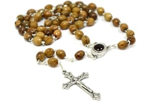 MIZZE MADE FOR LUCK Rosario de madera de olivo con tierra santa de Belén (51 cm, incluye certificado de autenticidad)