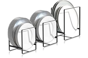 xianzhanEU 3 Pezzi Porta Piatti da Interno Mobile, Supporti per Piatti, Scolapiatti in Metallo, Multifunzione, Adatti per Armadi da Cucina, Piatti e Coperchi per Pentole