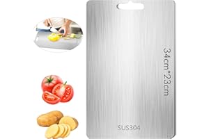 LXYYDS Planche à découper en titane, Planche à découper en acier inoxydable, Titanium Cutting Board, Planche À Découper de Qualité Alimentaire double face, anti-moisissure, pour Viande, Fruits (34 * 23)