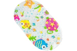 Afufu Tapis de Bain Baignoire - Cartoon Imprimé Tapis de Bébé Baignoire, Tapis Baignoire Antidérapant & Tapis de Douche Anti-Moisissures avec Ventouses Fortes pour Bebe Enfants