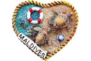 MUYU MAGNET Imán de nevera en forma de corazón de Maldivas para regalo de recuerdo de viaje, colección magnética de artesanía