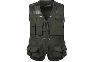 HZQIFEI Uomo Gilet da Pesca Multitasche Giubbino da Lavoro Smanicato Traspirante Outdoor Vest JRC Safari Giacche Gilet MJ08