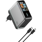 CUKTECH 120W USB C Charger, GaN Charger 4 Ports PPS PD3.0, Fast Charger with Smart Display and Touch Control, for MacBook, iP
