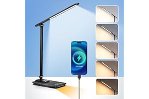 COOLNIGHT Lampada da Scrivania, 75 Modalità di Illuminazione Lampada da Tavolo, Lampada Scrivania con Porta di Ricarica USB,Lampada da Scrivania Pieghevole & Portatile,Timer Lampada Led Protezione degli Occhi