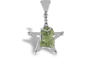 Starborn Moldavite Pendentif étoile 5 points en argent sterling 925