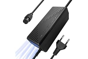 FONGKE Caricabatterie universale 42 V 2 A per scooter elettrico, Hoverboard, bicicletta di equilibrio a 2 ruote, scooter Ninebot, scheda drift, monociclo (3 pin 9 mm)