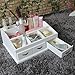 Popamazing Wooden Desk Makeup Organiser Cosmetic Holder Make Up Brush Cotton Pads Storage Drawers Dressing Desk Table Tidy Organiser/Box/Case/Caddy (White)