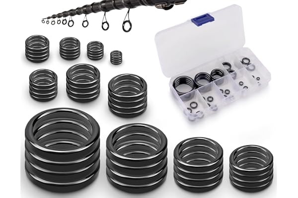 AOYEGIC 44 st fiskespöringsset, keramisk ändring, keramiska styrskenor, fiskespösring för spöspets, stavguide (svart, 3,76 mm-29,8 mm)