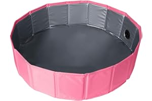 Prime Paws Foldable Pet Bath Tub for Small or Medium Sized Dogs Outdoor PVC Swimming Bathing Tub Kiddie Pool for Dogs, Cats and Kids (80cm(Dia) x 20cm(H), Pink