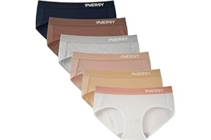INNERSY Mutande Donna Cotone Slip a Vita Media Intimo Sportivo Culotte Elasticizzato Pacco da 6