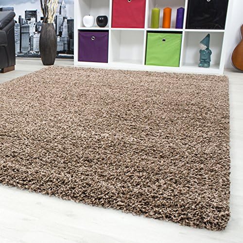 SMALL - EXTRA LARGE SIZE THICK MODERN PLAIN NON SHED SOFT SHAGGY RUG REC &amp; ROUND WEIGHT APPR. 2600 GR DEEPT 50 MM LIVING ROOM SHAGGY RUGS SUITABLE FOR UNDERFLOOR HEATING FLOKATI RUGS, Color:Mocca, Size:200x290 cm