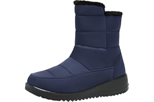GENERISCH Winterstiefel Damen Wasserdicht Warm Gefüttert Plus Fluffy Pelzgefütterte Schneestiefel Rutschfest Trekkingschuhe Rutschfest Outdoor Stiefeletten Kurze Flach Winter Schlupfstiefel Kurzstiefel