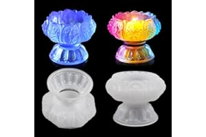 FineInno Lotus Candle Holder Resin Moulds for Epoxy Flower Candlestick Silicone Molds Tealight Holder Casting Moulds for Jewelry Trinket Box Candy Containers