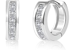 ALEXCRAFT Orecchini Argento 925, Orecchini Cerchio Piccoli Zirconi Huggie Oro Argento, Spessi, Chunky, Semplici, Ipoallergenici, Cuore, Quadrati, Stella, Geometrici, Donna, Uomo, Gioielli Regali