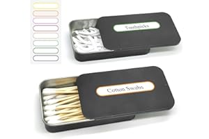 SWIRLCOLOR Bawełniany uchwyt podróżny Swab, 2 szt. Przenośny mały bawełniany uchwyt na bud puste pudełko metalowe pudełko z suwakiem Top na bawełniane kulki toothpicks krawaty do włosów - czarny - 95 x 55 x 18