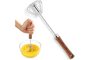 Euqvunn 12 Pollici Frusta da Cucina Semi-Automatica, Sbattitore Manuale in Acciaio Inox con Manico da Appendere, Frusta a Mano per Cucinare, Sbattere e Montare