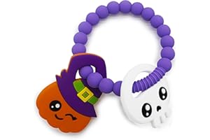 Amyang Pumpkin Teethers Cute Ghouls Ring Teethers Silicone Baby Teether,Girl or Boy Halloween Teethers,Nightmare Before Halloween Gifts