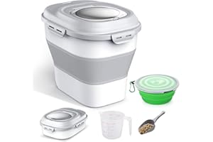 Wuciray Hundefutter Aufbewahrung mit Rädern Schaufel Messbecher Futtertonne Hund 12-15kg Uftdicht Hundefutter Box Faltbarer Futterbox Katze für Hund Katze