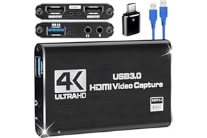 AZUXREZA HDMI Video Capture Card for Switch,4K External Capture Card for Streaming with USB 3.0 and 2K 30FPS Game Capture for Nintendo Switch/PS5/Xbox/PS4/Steam Deck