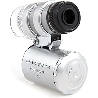 Aussel 60X Minitaschen Illuminated Jewelers Mikroskop Vergrößerungsglas Einstellbare Lupe mit UVwährungdetektor und…