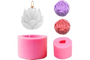 LANFLY 3D Large Rose and Lotus Candle Moulds Flower Silicone Mold Soy Wax Beeswax Aromatherapy Soap Making Chocolate Candy Baking Molds for Valentine's Wedding Party Decor Handmade Gift DIY