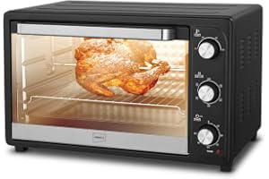 Impex 45L Electric Oven 1800W with Rotisserie, 100-250°C Adjustable Temperature, 60-Min Timer with Bell, 6 Heating Modes, 4 SS Heating Coils, Indicator Light, Countertop Oven - OV 2902