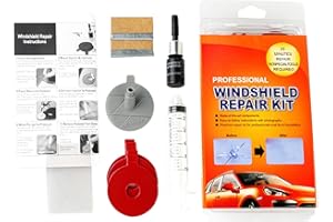 POMRONE Kit Reparation Pare Brise de Voiture Kit de Réparation de Verre Fissuré avec Ventouse Outils pour Pare Brise pour Réparer Fissures Rayures Pare Brise Eclats