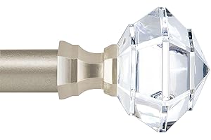 HOTOZON Curtain Pole 80-365cm, Heavy Duty Curtain Poles for Living Room, Dining Room, Kitchen, Bedroom, Decorative Acrylic Diamond Finials, Champagne Gold