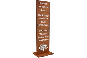 Rostikal Gartenschild Familie - 55 cm - Handgefertigtes Edel-Rost Metallschild aus Cortenstahl - Robust & Wetterfest - Liebevolle Deko für Wohnzimmer, Garten, Balkon, Terrasse