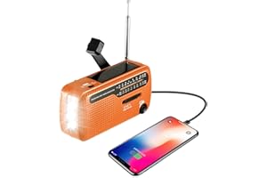 AOZBZ Solar Kurbelradio, AM/FM/SW Tragbare Notfallradio, 1200mAh Wiederaufladbare Powerbank Radio Batteriebetrieben mit LED Taschenlampe und SOS Alarm für Camping, Reisen(Orange)