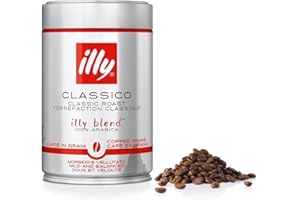 illy, Café en Grains à Moudre CLASSICO, 100% Arabica avec des Notes de Fleur d'Oranger et de Jasmin, un Goût Doux et un Arrière-goût Sucré, Paquet de 6 Boîtes (6 x 250g)