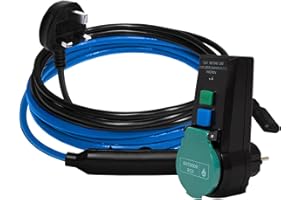 MI-HEAT 14m Heating Cable + Personal Protection Adapter Pipe Heating f. Outdoor Indoor Water Pipe |for Pipes, Garden, Pump Room, Water Tank(UK Plug)