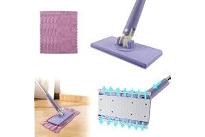Doksvp Mini Mop Praktischer Wischmopp Set, Automatischer Tuchwechsel 360°Rotierender Kopf, 5 Mikrofaser-Wischbezug für Wände und Böden