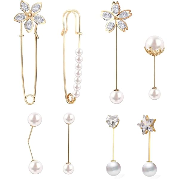 Set Di 4 Spille Da Donna Con Perle E Strass - Accessori Eleganti Per Maglioni E Abiti - Foto 8