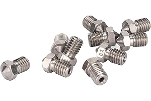 CIGEMAY 10 Stück 3D-Drucker-Düsenkopf Kompatibel mit Monoprice Select /V5 V6/Prusa I3/Anet8/Anycubic I3 Mega 3D-Drucker, Edelstahl 1,75 Mm Ersatz-Extruder-Druckkopfteile Zubehör(0,2 mm)