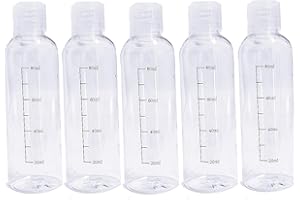 CONSTEFIRE Botes Viaje Rellenables 100ml, 5 PACK Botes de Viaje Avion Plastico, Botellas de Viaje Transparentes, contenedor de cosmeticos,botes vacios para gel, Champú, Gel, Loción,Toner,Aceite solar