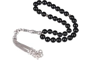 EXCEART 33 Gebetsperlen, muslimische Rosenkranz-Perlen, Achat-Perlen, Gebetskette, Schwarze Meditationsperlen
