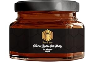 ROYAL BEE Miel de Sidr Maliky du Yémen Pur jujubier Brut Sidr Honey Royal 125 g -Naturel - Energisant - 1 cuillère en bois Naturel Biodégradable
