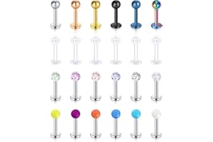 Rajnard Piercing Tragus hélix Transparentes Piercing Labio acrílicas Flexibles e Invisibles para el Trabajo en la Escuela