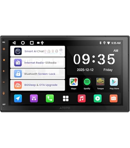 Doppel Din Radio Android mit Wireless CarPlay & Wireless Android Auto, Autoradio mit Navi 7 Zoll Bildschirm, Auto Radio Touch Display mit Bluetooth, WiFi, 4G, Rückfahrkamera, AM/FM, AUX/SWC